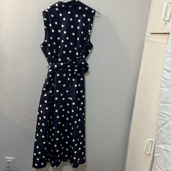 Navy polka dot dress with matching belt - Picture 4 of 4